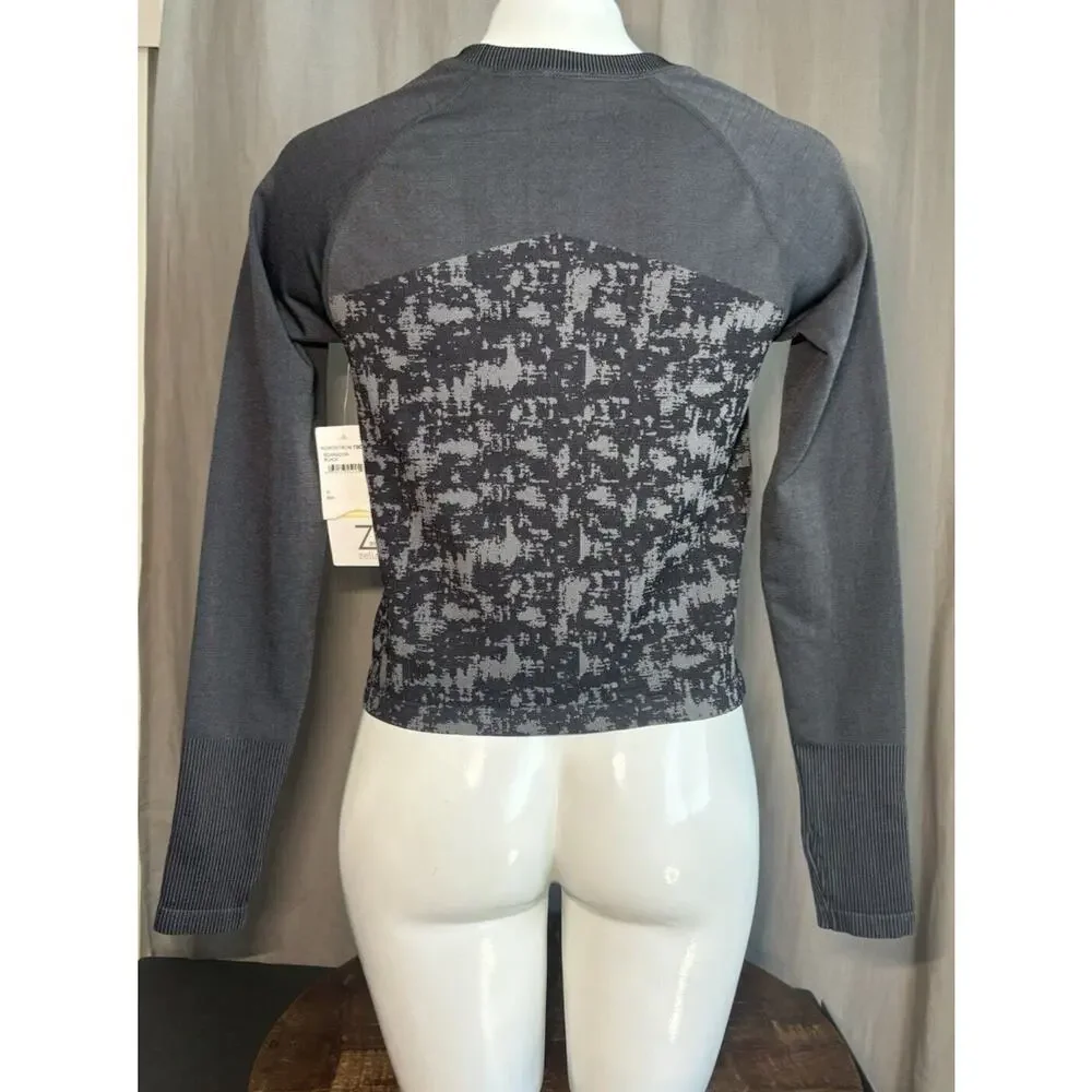 ZELLA NWT Women’s two piece Set Long Sleeve Top And leggings Black and grey